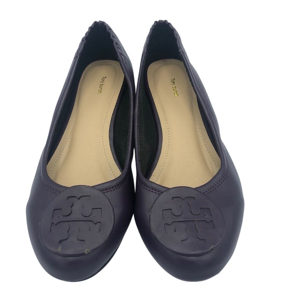 Tory Burch Minnie Purple Leather Ballet Flats Womens 5 Comfort Slip On